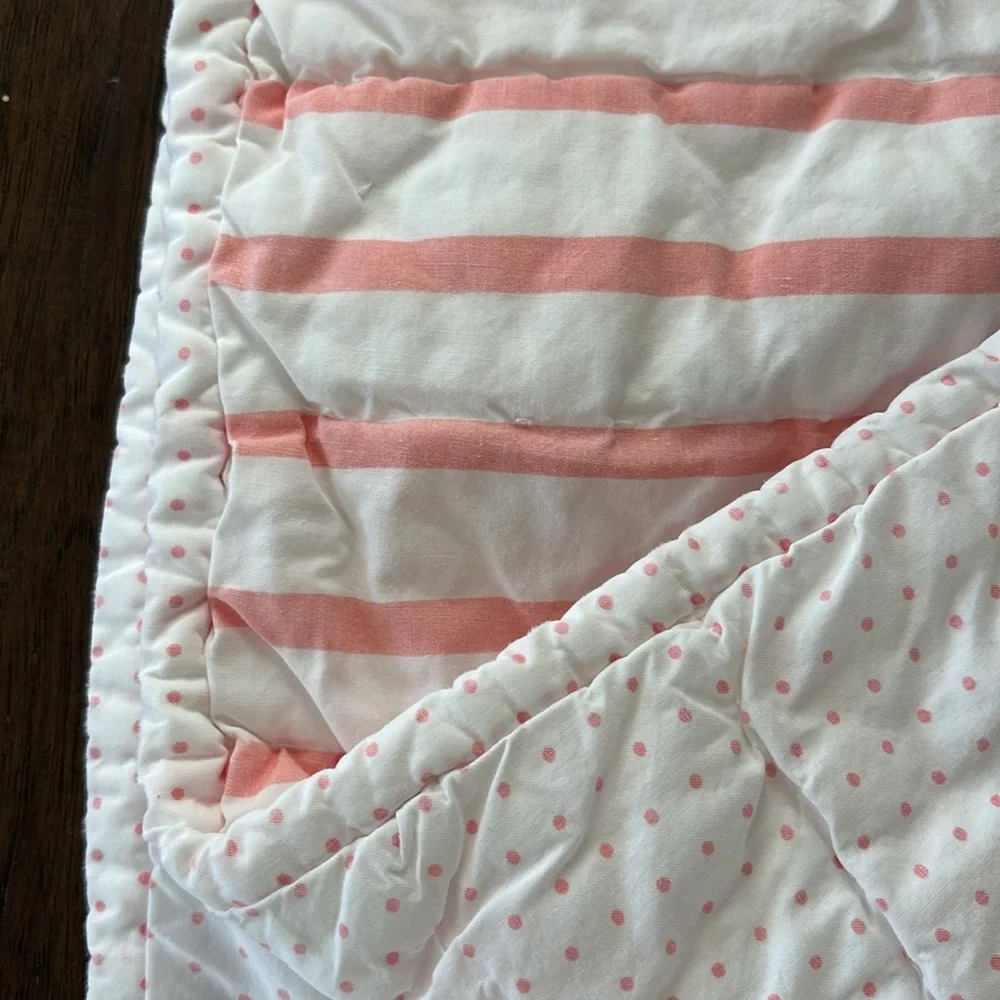 Vintage The Land Of Nod Pink‎ White Striped Cat Throw Baby Blanket Nursery Crib